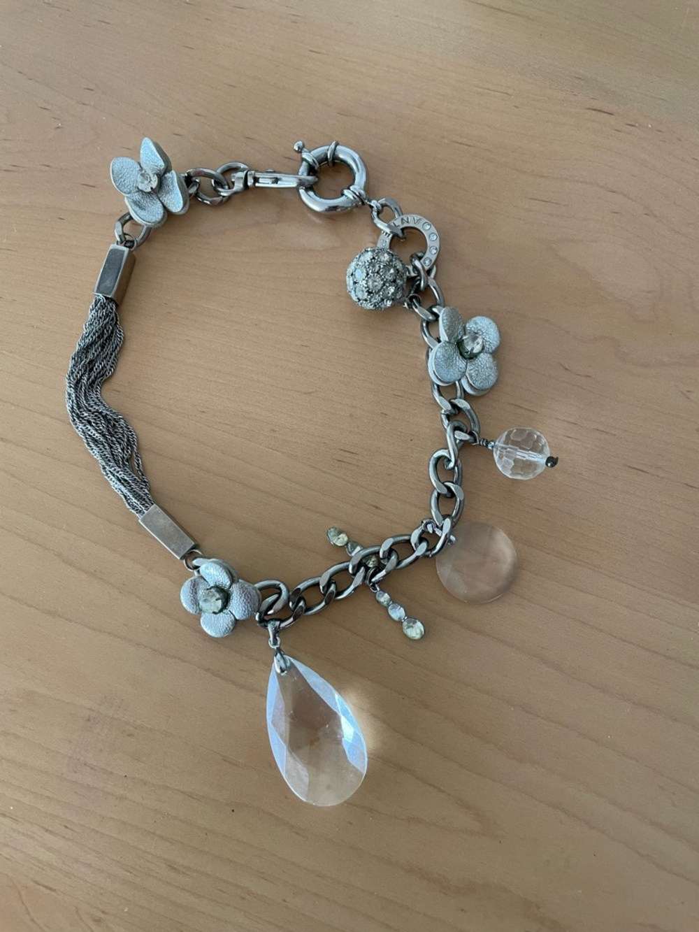 Anteprima Silver Flower and Crystal Charm Choker Necklace